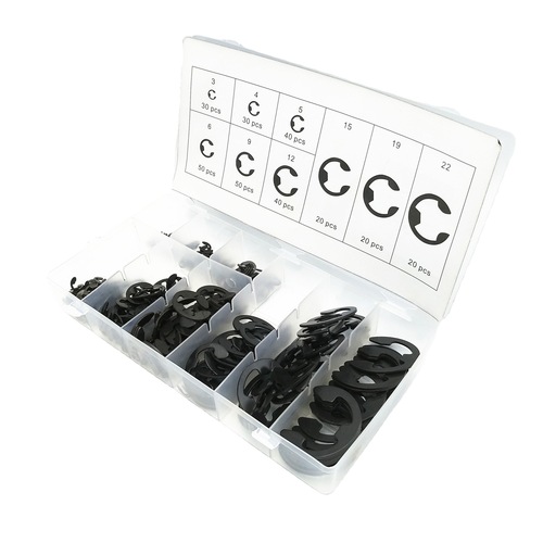 300PC metal open retaining ring, multi-specification hardened E-type circlip, open external card E-type buckle circlip set