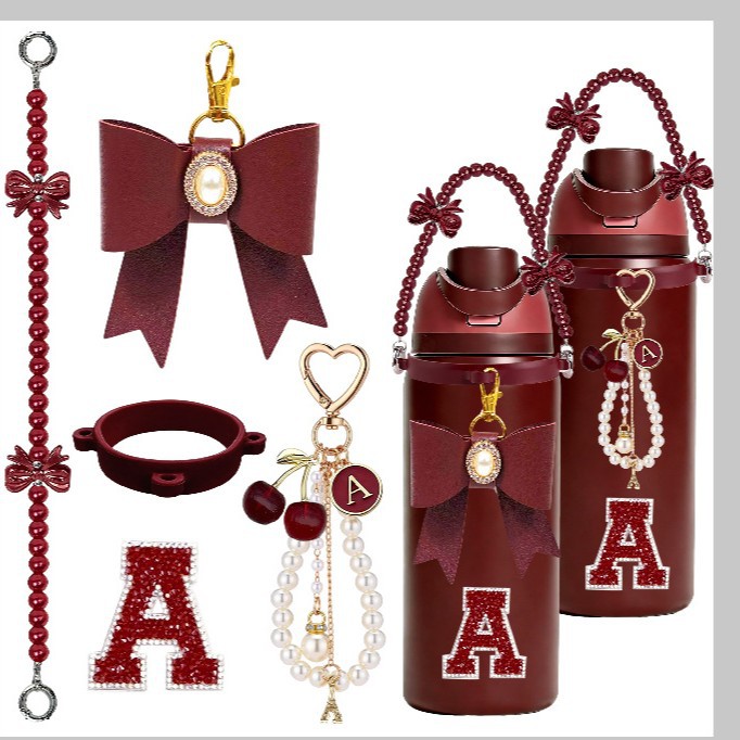 Accesorios de taza Stanley colgante de cuerda de mano flor de silicona gorra de paja de peluche colgante de taza cadena de taza de color cubierta de taza