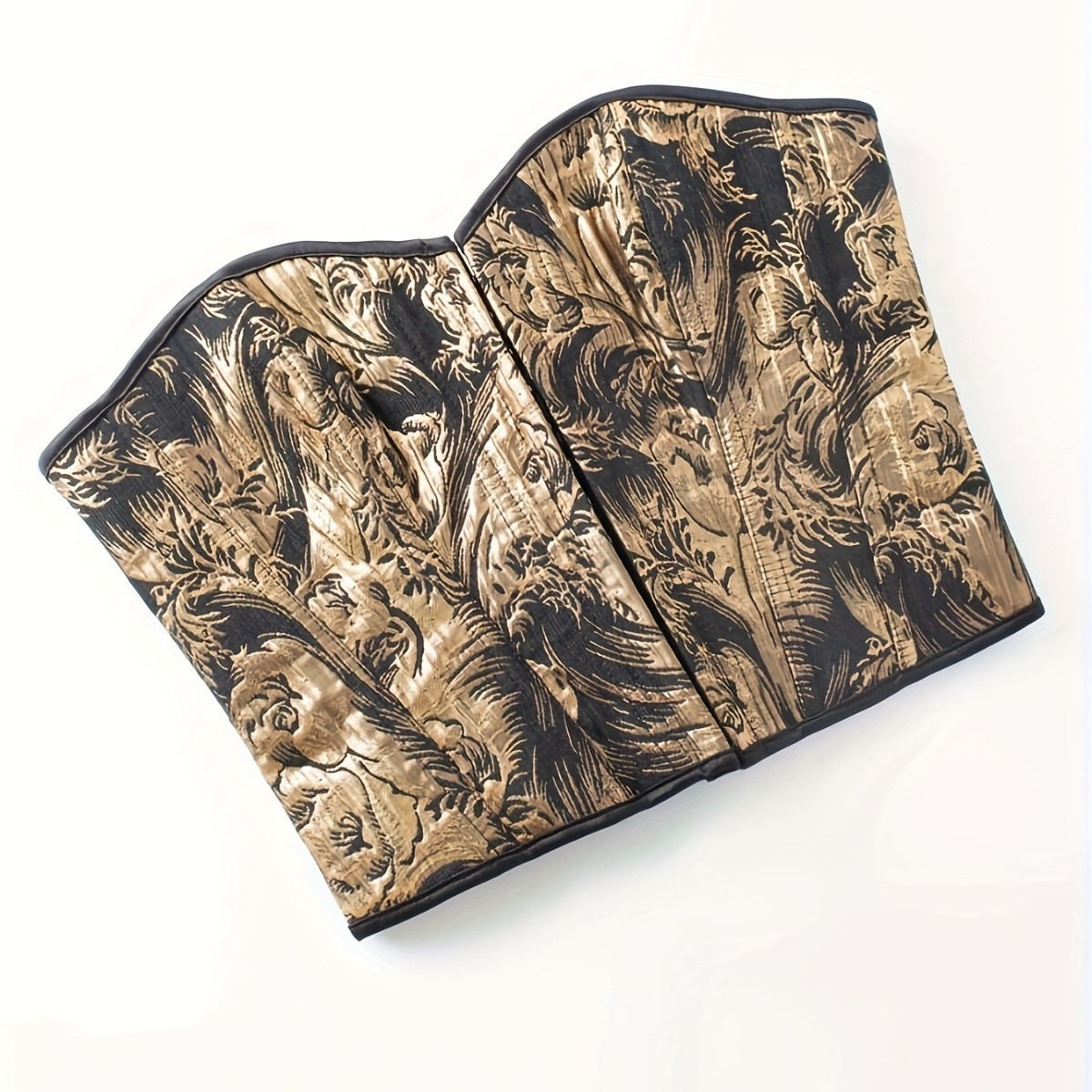 Europa y América negro oro retro impresión delantera hebilla trasera apretada pechos cerrados abdomen corte damas vestimenta