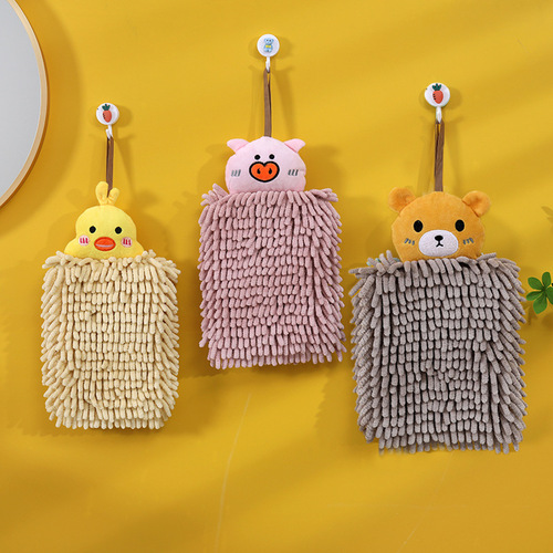 Chenille quick-drying hand towel hanging cute hand ball bathroom kitchen children's rag absorbent towel household