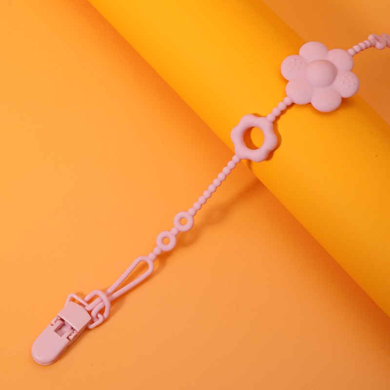 Suministro directo de fábrica de chupetes para bebés y niños pequeños Hebilla de cadena de silicona Clip de cadena de chupete Cadena anti-caída de silicona para bebés