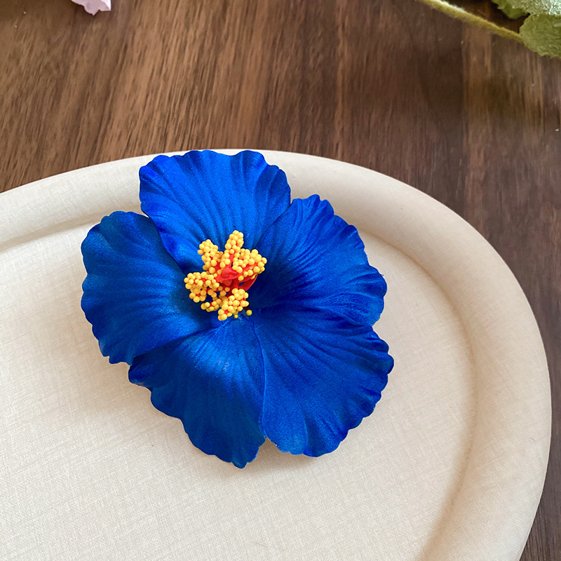 Vacaciones junto al mar simulación de estilo hibisco horquilla de flor de hibisco moda todo-fósforo pinza de pico de pato nicho de alta gama girasol accesorios para el cabello mujeres