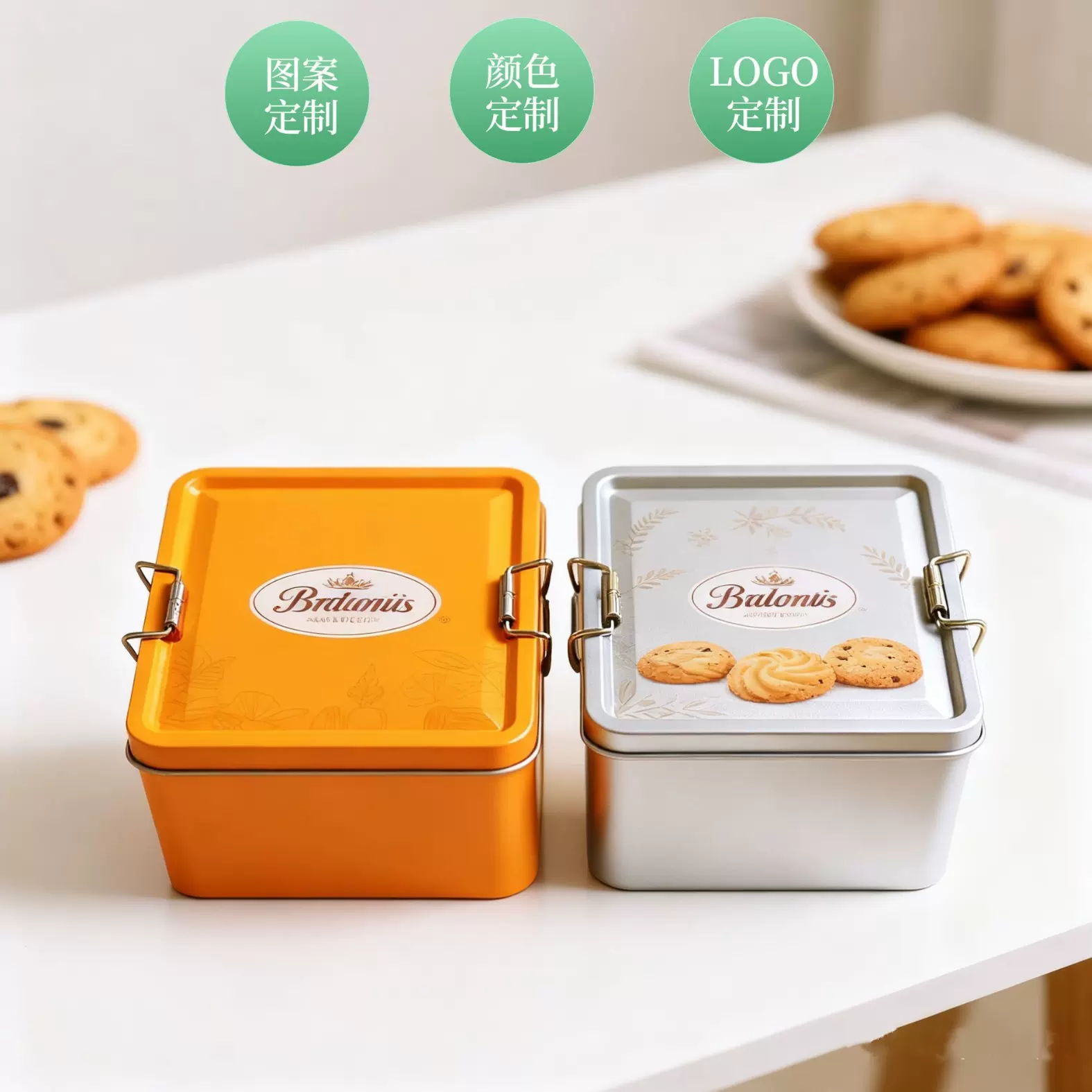 现货批发正方形复古马口铁盒食品包装盒密封茶叶罐咖啡豆收纳罐
