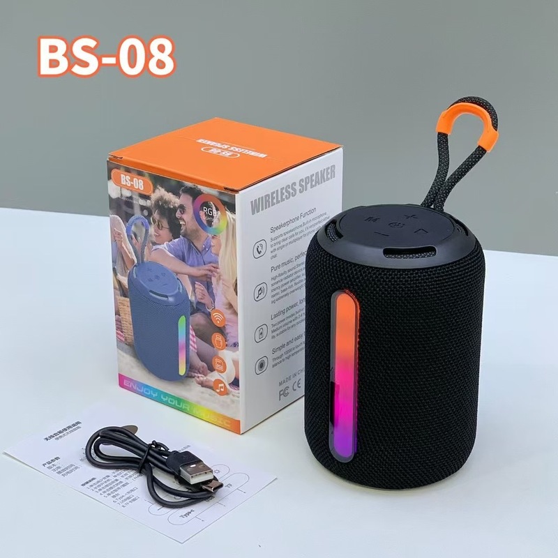 外国貿易の新型のBS-08のまぶしいカラーライトのbluetoothのスピーカーの屋外の携帯用サブウーファの携帯型のミニカードの音響|undefined