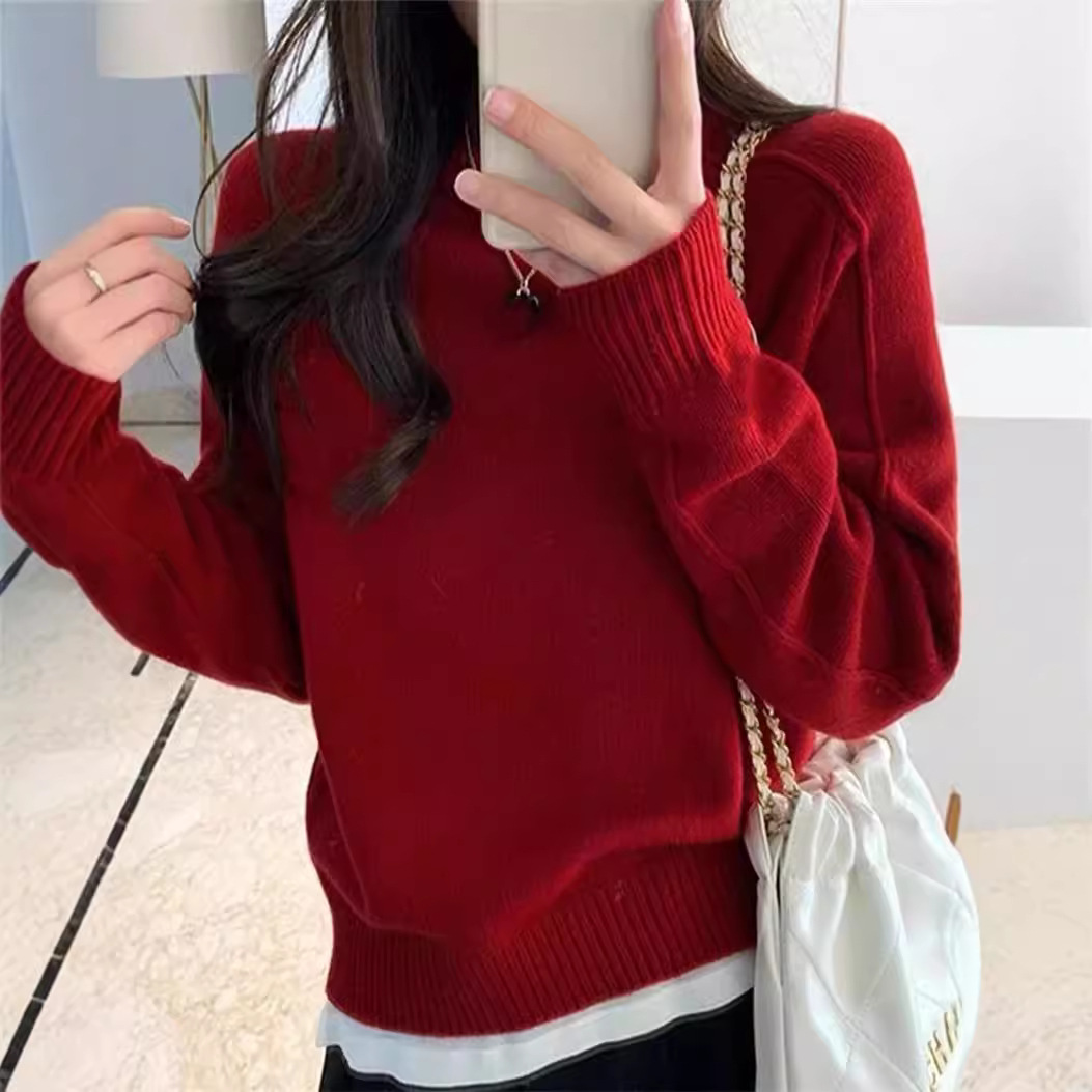 Diseño etiquetado chaqueta de jersey top otoño invierno nuevo estilo coreano relajado suéter glutinoso suave mujer image 4