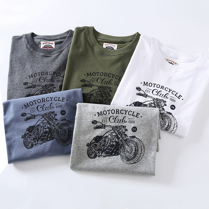 100% хлопок! Классический стиль! Мужская футболка с длинным рукавом из чистого хлопка для осеннего сезона, с принтом мотоцикла, модный базовый слой для мужчин.