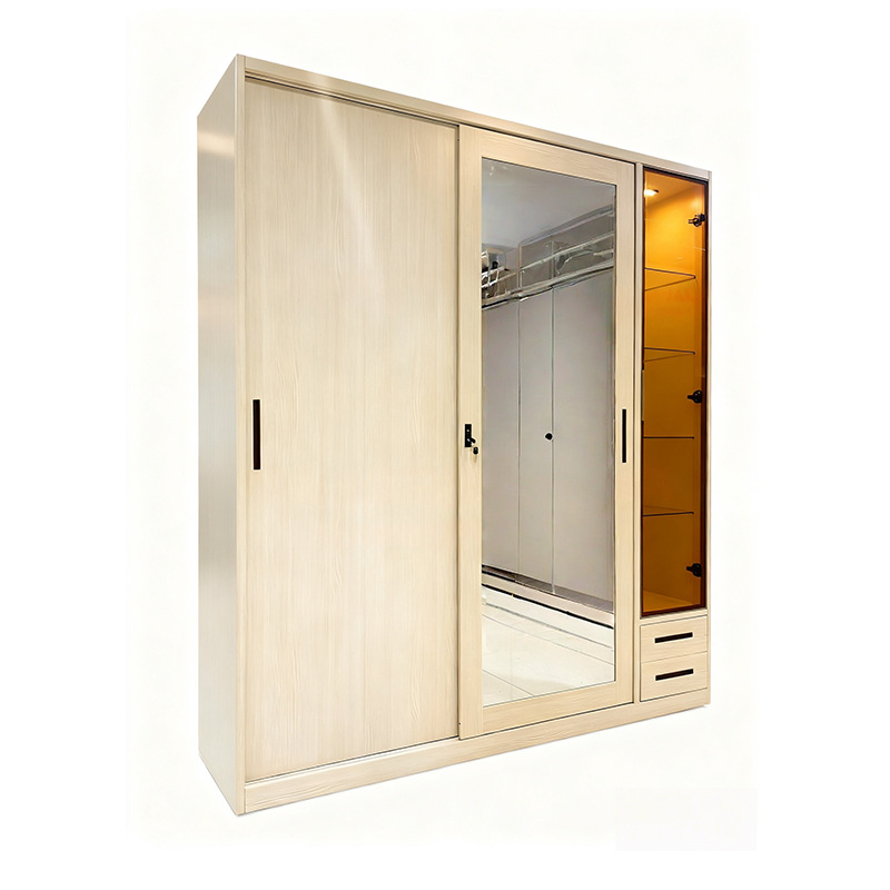 Comercio exterior armario de impresión transfronteriza de acero se puede personalizar patrón dormitorio armario de almacenamiento con cajón espejo armario image 6