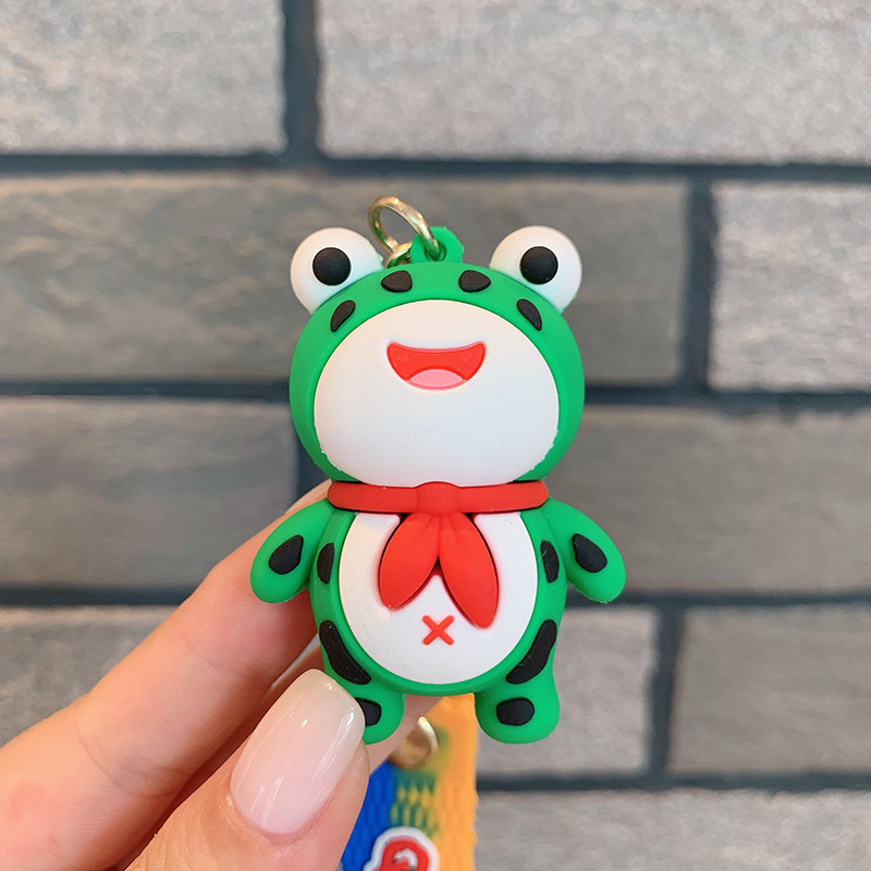 Internet celebridad Rana llavero lindo bufanda Rana muñeca de silicona coche llavero bolsa colgante pequeño regalo