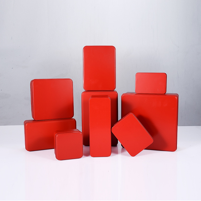 新年货红色曲奇铁盒烘焙包装盒喜糖盒马口铁礼品盒磨砂哑光可印制