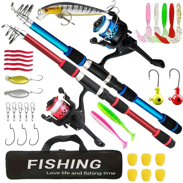 Double-rod two-piece children's sea rod set 1.8M beginner fishing rod complete set mini fishing rod fishing gear set wholesale