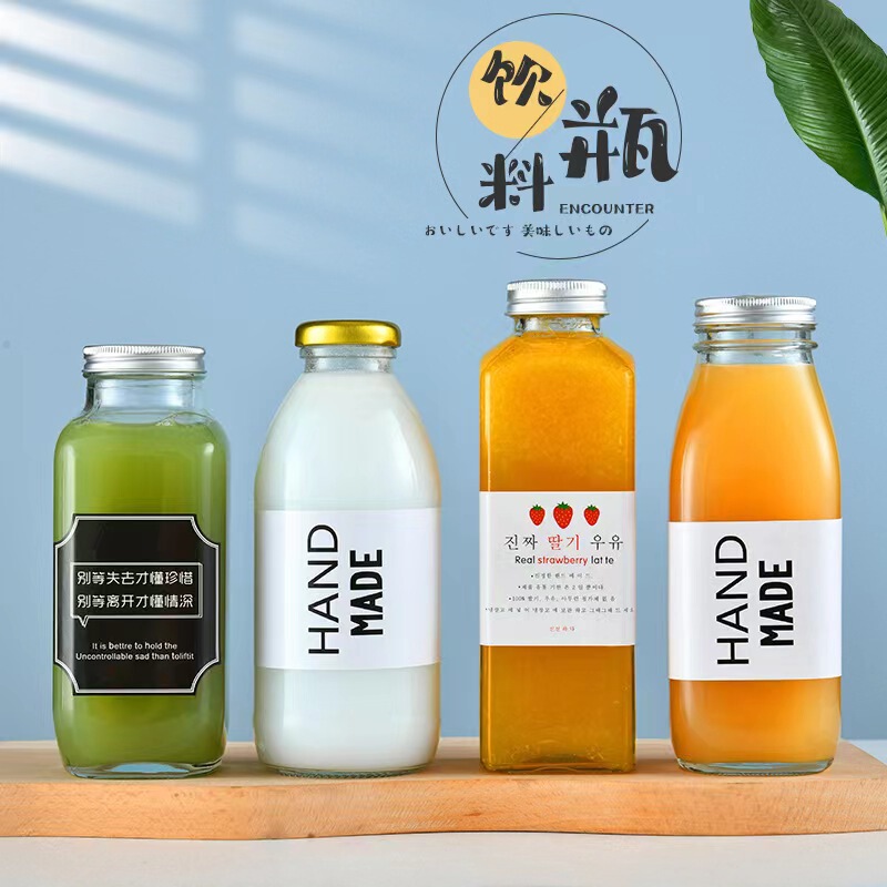 Wholesale Glass Beverage Bottles, Transparent Milk Bottles, Cold Brew Tea Bottles, Coffee Milk Tea Yogurt Bottles, Glass Juice Bottles