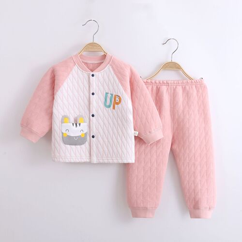Children's underwear set, boneless baby clothes, three-layer warm folio set, baby clothes, category A spring and autumn base layer