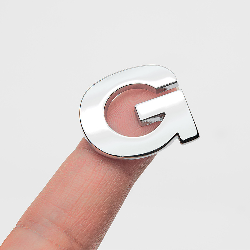 2.5CM etiquetas digitales inglesas etiquetas personales de automóviles etiquetas de letras traseras etiquetas de letras traseras negras plata