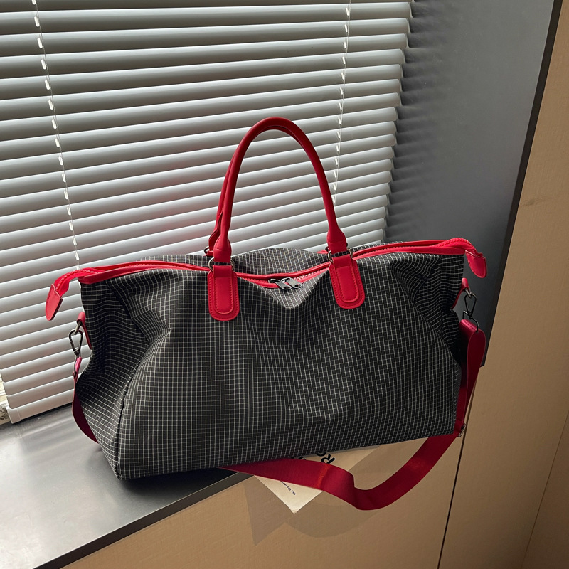 New plaid large-capacity travel bag, carry-on bag, sports gym yoga bag, fashionable and simple shoulder bag New plaid large-capacity travel bag, carry-on bag, sports gym yoga bag, fashionable and simple shoulder bag