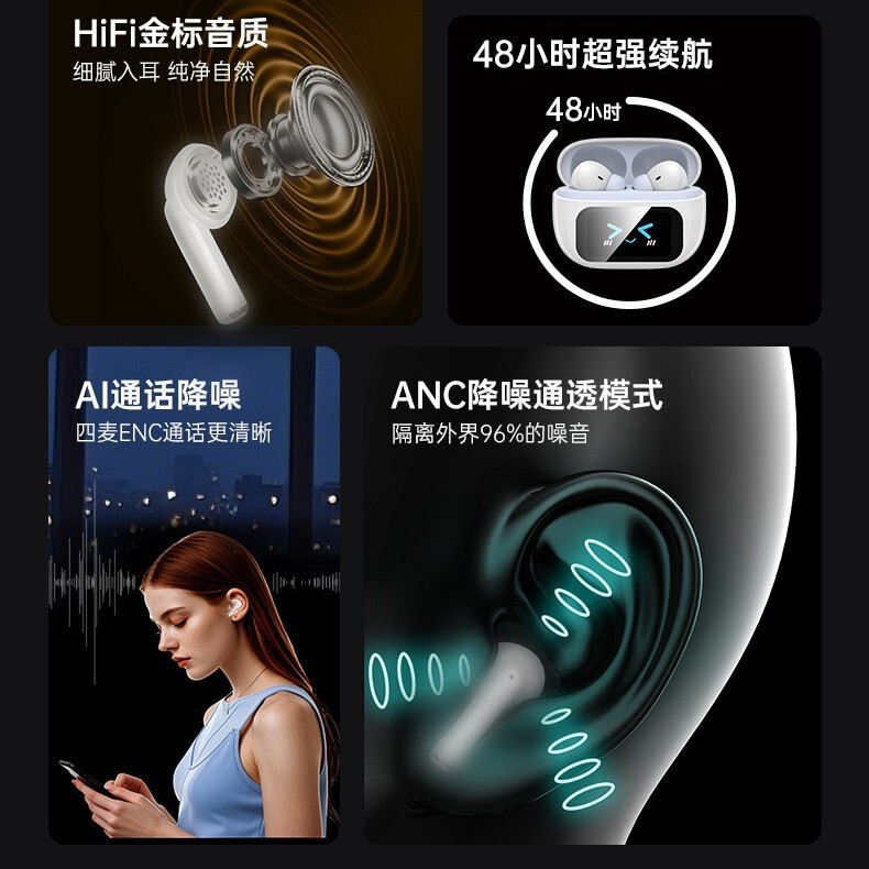 跨境智能ai翻译蓝牙耳机骨传导降噪2025新款无线耳机久戴不痛批发|undefined