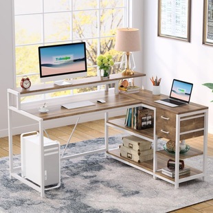 Modern Simple Corner Computer Desk Desktop Bedroom Study Desk Workbench Office Household Double Writing Desk