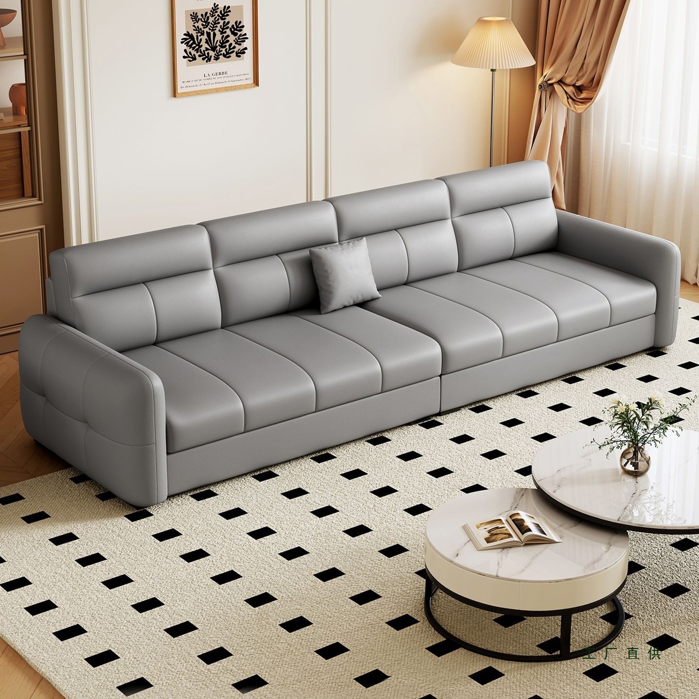2025 New Italian Light Luxury Sofa Living Room Small Apartment Home Leather Sofa Sofa Straight Sofa Luxury