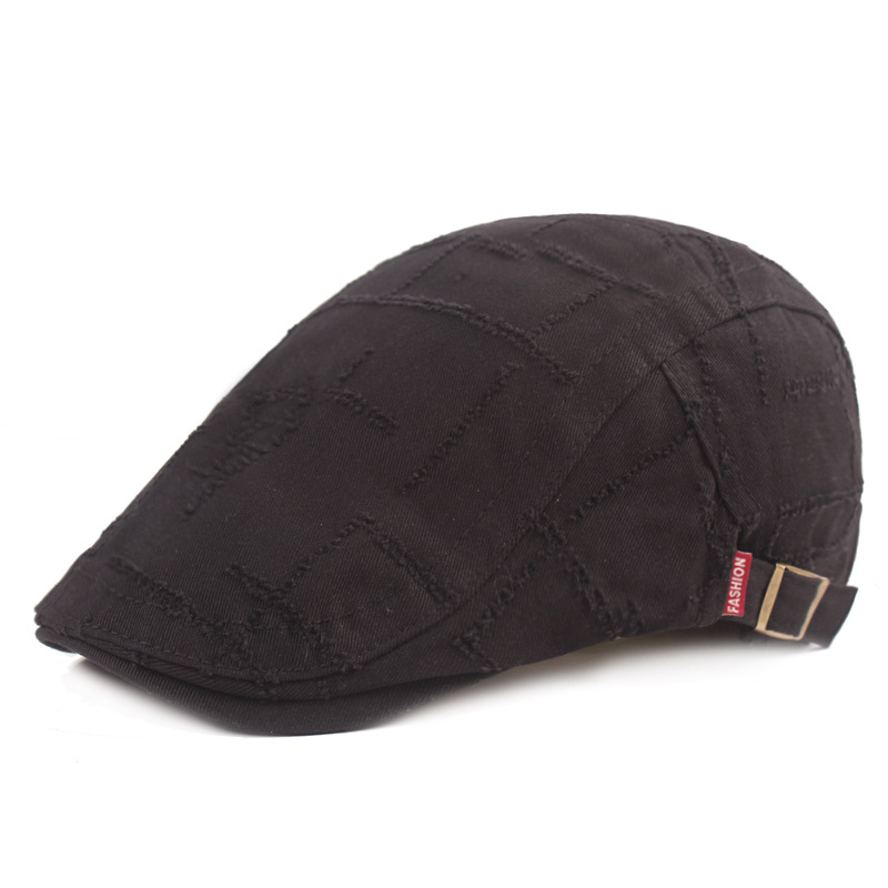 Ripped peaked cap hombres y mujeres apenado boina vintage sombrero artístico juventud hacia adelante sombrero internet celebridad peaked cap