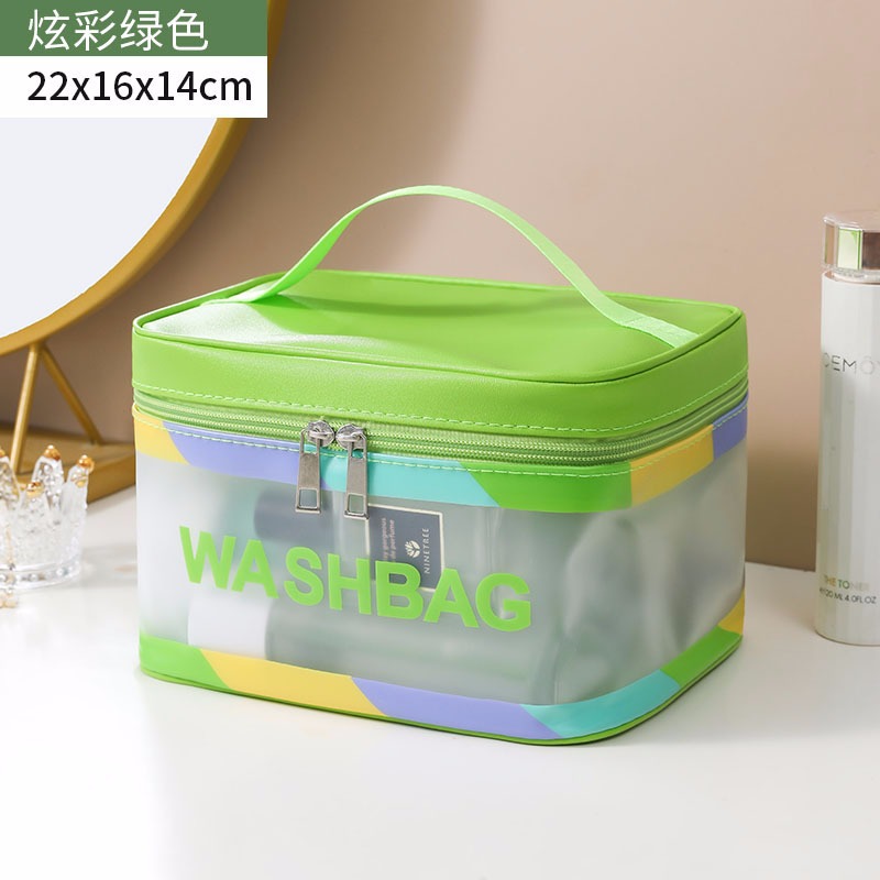 Bolsa de cosméticos transparente transfronteriza bolsa de almacenamiento impermeable de alta capacidad bolsa de lavado de maquillaje portátil PU