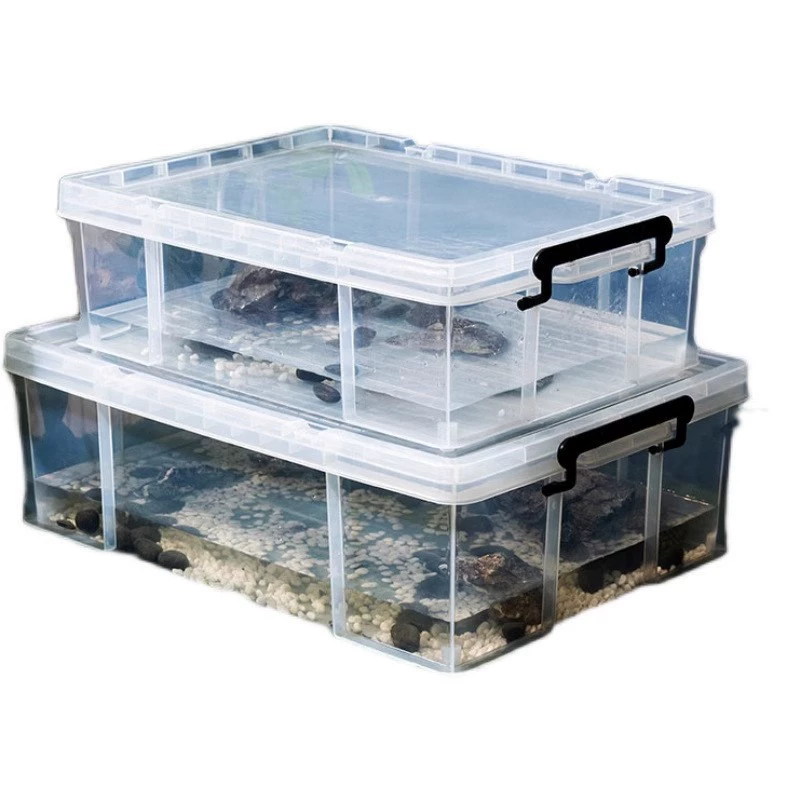 Большой аквариум для черепах с крышкой, экологический ландшафтный пластиковый прозрачный резервуар для разведения черепах, аквариум для домашнего использования