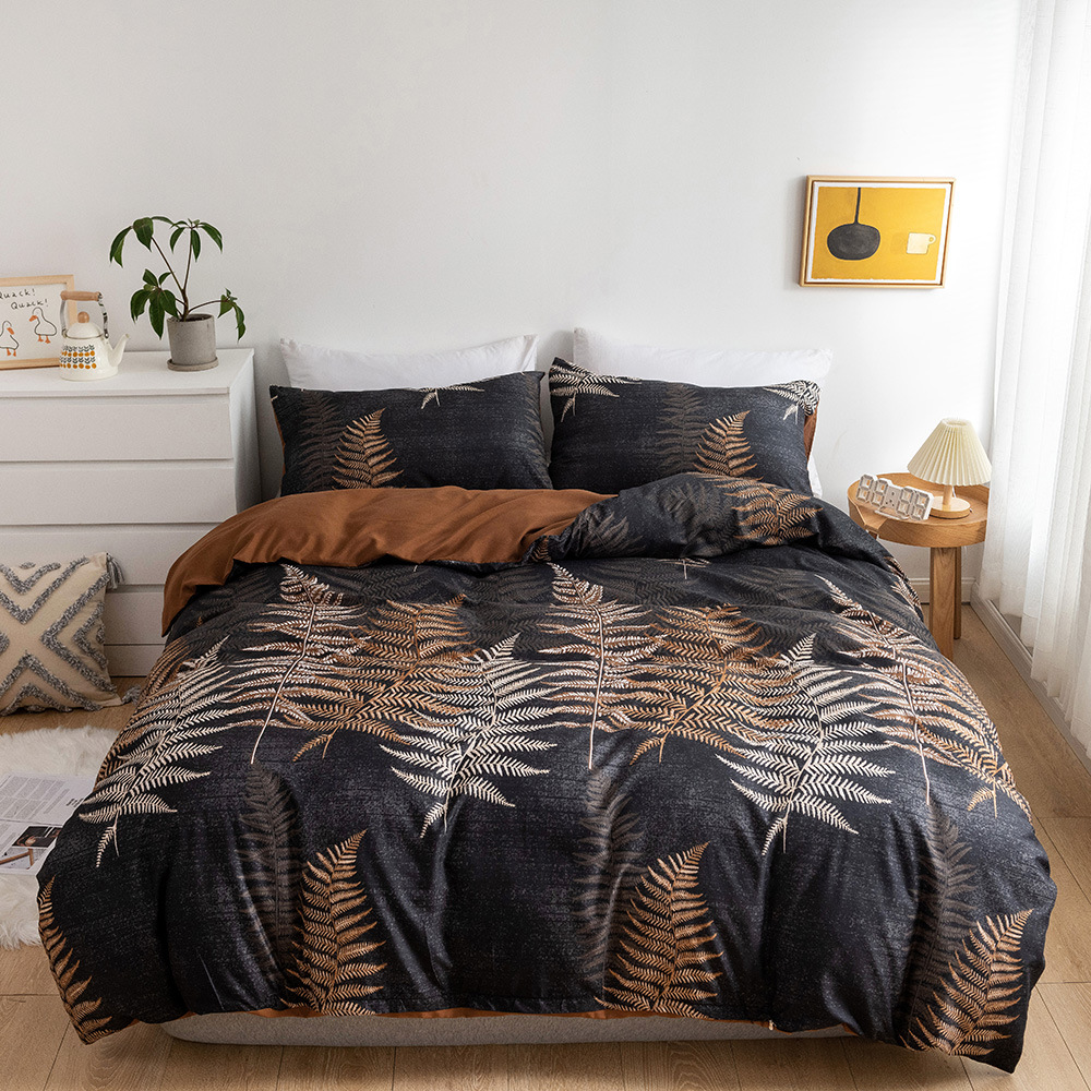 跨境供货wish活性印花三件套欧美植物花卉蝴蝶被套枕套床上用品