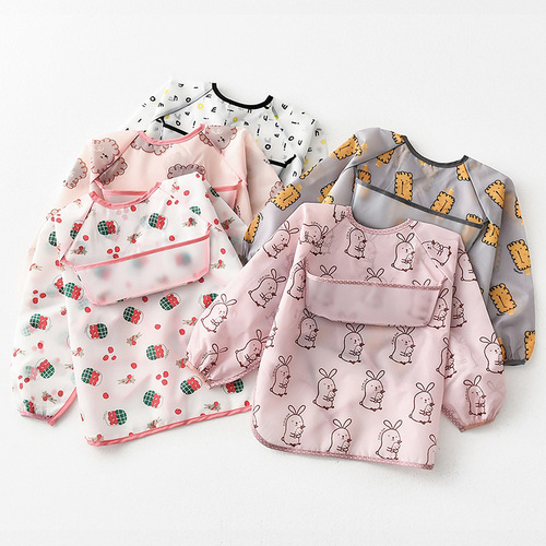 Umbrella children's waterproof bib long-sleeved baby waterproof coverall infant polyester taffeta full body waterproof eating clothes