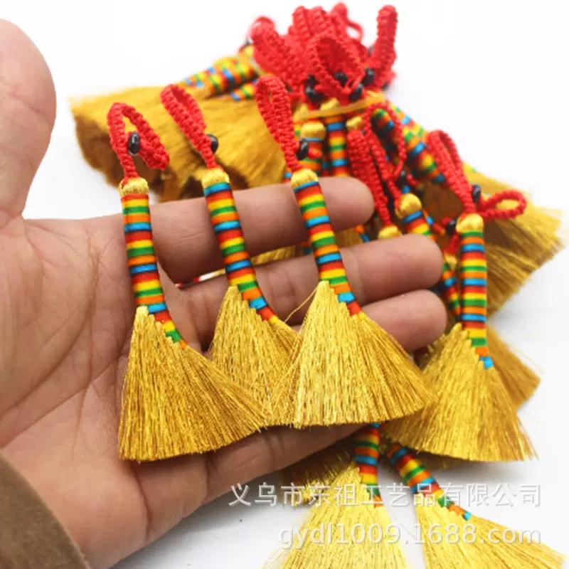 端午金色芒草金丝扫帚端午祈福宝宝压惊安睡迷你小扫把挂件金毛笔