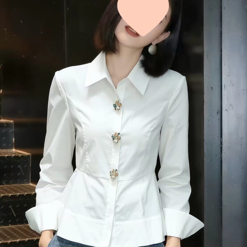 French-style elegant waist-cinching women's shirt, new fashion versatile slim-fit commuter age-reducing long-sleeve top for spring and autumn 2026 French-style elegant waist-cinching women's shirt, new fashion versatile slim-fit commuter age-reducing long-sleeve top for spring and autumn 2026