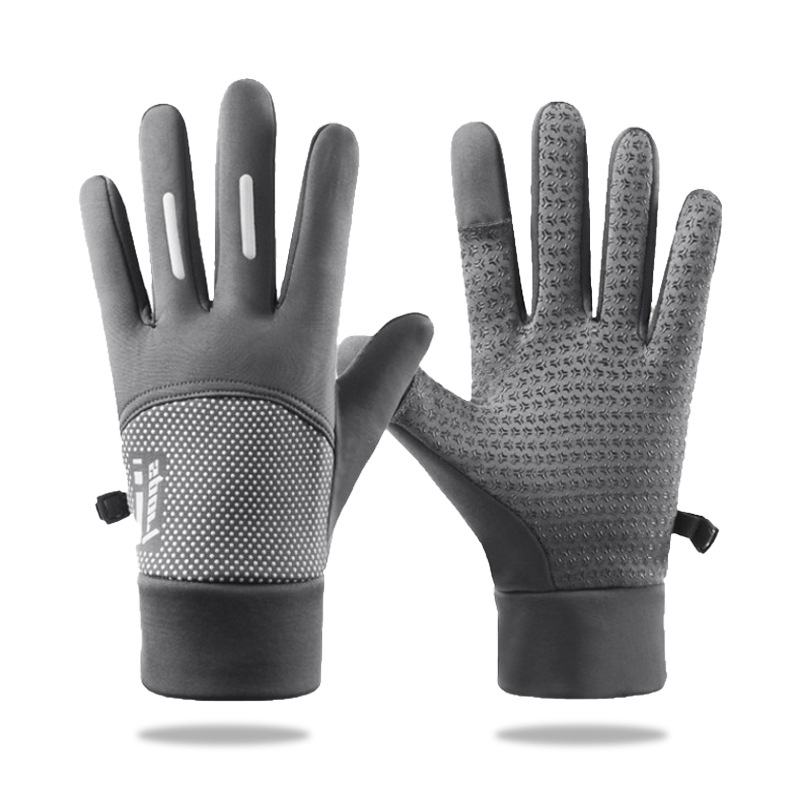 Guanti da ciclismo da uomo per tutte le stagioni, adatti per touchscreen, antivento, foderati in pile, riflettenti per la visibilità notturna_voghion.com