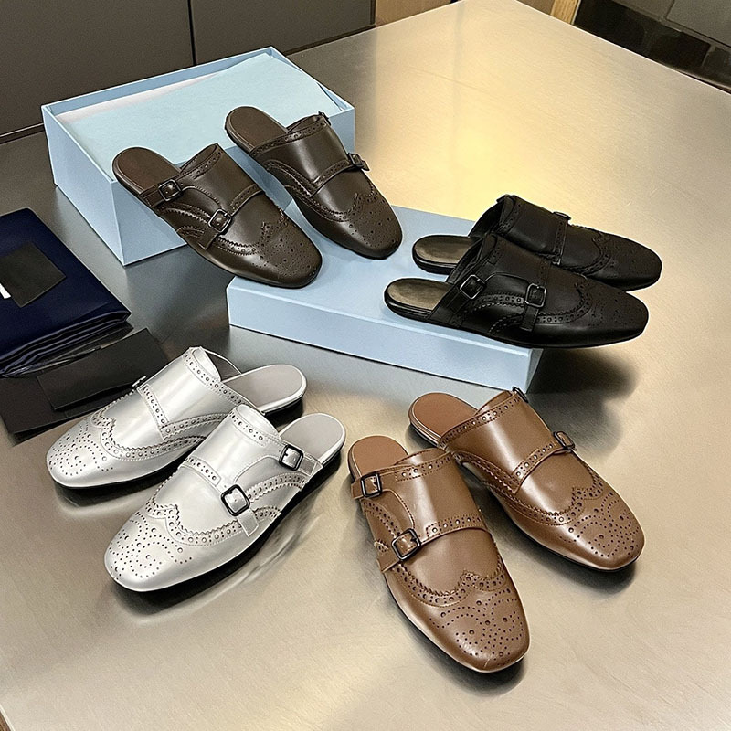 Dongguan Houjie~2025 Spring New Style Baotou Flower Half Slippers Women's Retro Style Distressed Flat Mule Slippers Dongguan Houjie~2025 Spring New Style Baotou Flower Half Slippers Women's Retro Style Distressed Flat Mule Slippers