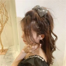 韩版立体双层蝴蝶结弹簧夹满钻发夹复古百搭气质顶夹头饰闪耀装饰