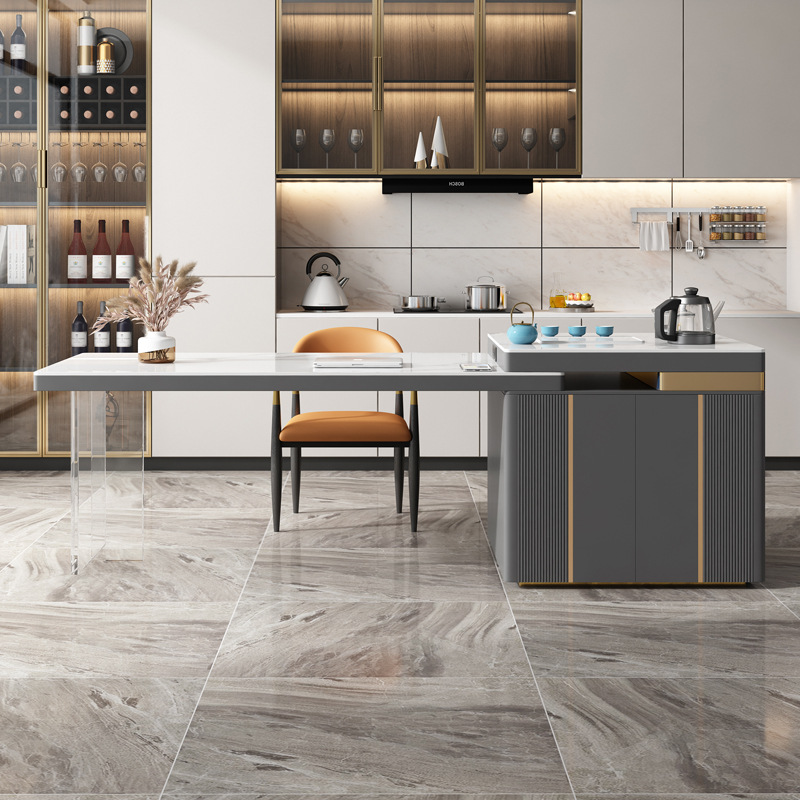 Light Luxury Rock plate Island table mesa de comedor abierta integrada Home Kitchen Middle Island table multifuncional retráctil Tea table bar counter