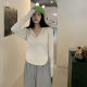Hooded T-shirt Women's Spring and Autumn 2023 New Irregular Slim Casual Top Design Girl's Long Sleeve Jacket