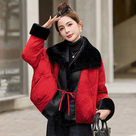 中国风短款羽绒服女2025冬季新款小个子时尚红色时尚保暖加厚外套