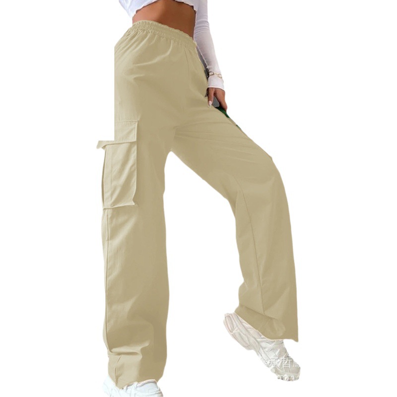 Pantalones de trabajo elegantes y casuales de mujer, de pierna ancha, cintura alta, sin cinturón, rectos y holgados, para 2026 image 1