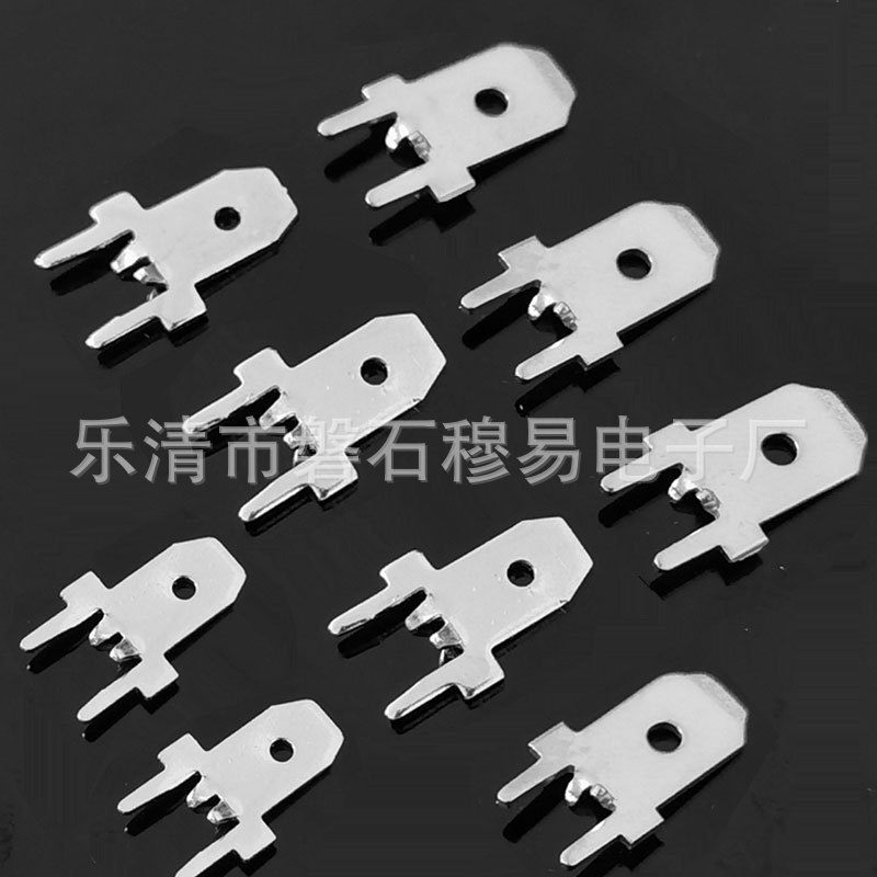 6.3插片线路板定位插片0.8MM厚250防倒插片带定位45度/90度铜镀锡