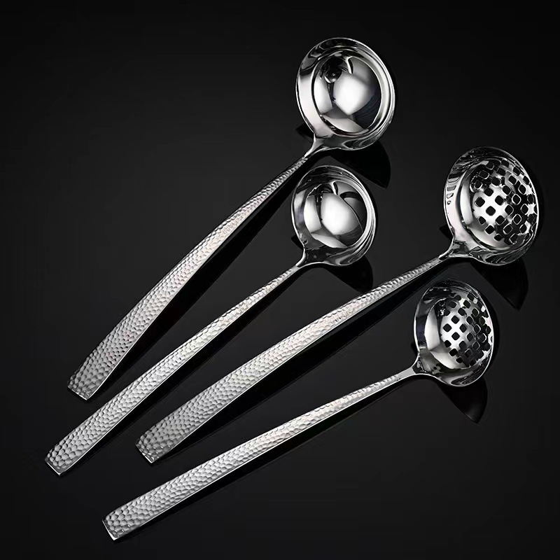 304 스테인레스 스틸 한국 망치 패턴 수프 스푼 주방 두꺼운 냄비 숟가락 Colander 레스토랑 일반적인 요리 스푼