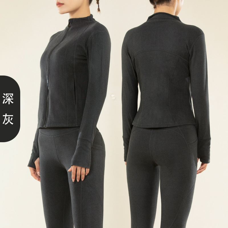 Pantalones de Yoga de bolsillo lateral Juyi Hall para mujer Otoño e Invierno de doble cara con forma de cadera cepillada pantalones de fitness ropa exterior medias deportivas