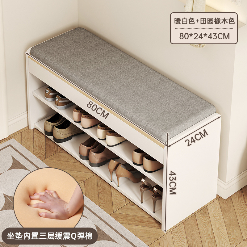 ☆ [기본 2단 모델] 웜화이트 80cm + 그레이 패브릭 쿠션