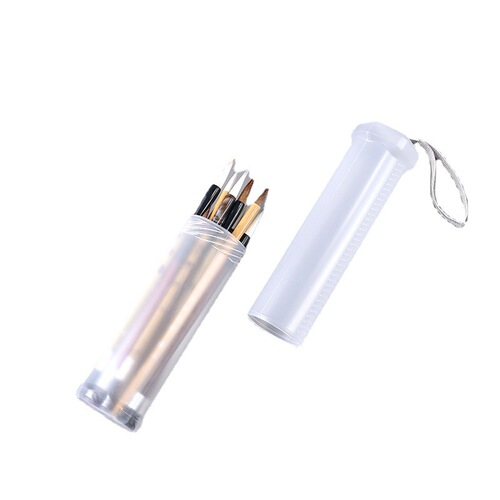 Transparent plastic retractable pen holder, portable and lightweight art supplies spiral storage tube, pencil, brush and brush holder