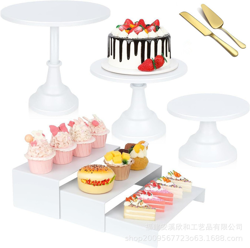 Estante de pastel de boda de hierro forjado, estante de exhibición de pastel de escuela secundaria baja, mesa de postres de boda, bandeja de pastel de props, conjunto de estante de pastel