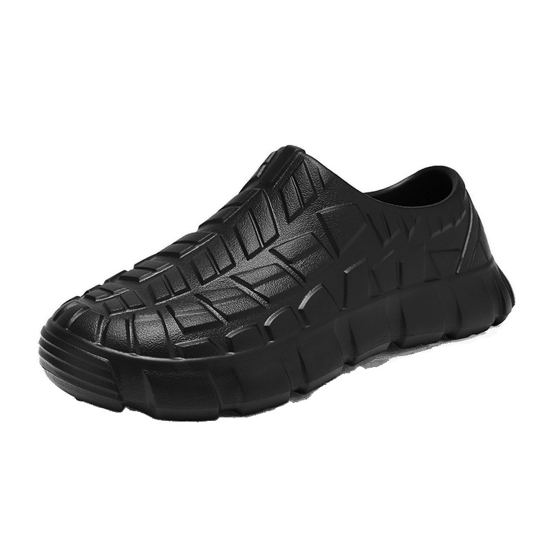 Zapatos de chef explosivos transfronterizos para hombres, fuertes zapatos de cocina antideslizantes, impermeables y a prueba de aceite, zapatos de trabajo de cocina trasera, zapatos de seguro laboral, zapatos con cabeza de bolsa