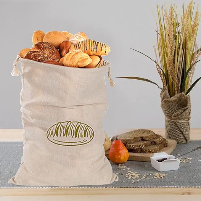 跨境热卖亚麻可重复使用   法式长棍面包拉绳袋全棉束口面包袋
