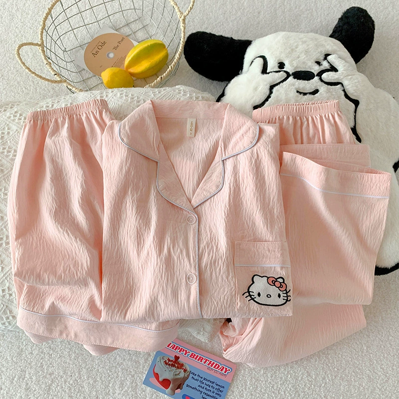 Пижамный комплект Hello Kitty 3 предмета, марля хлопок, короткий рукав, японский стиль лета