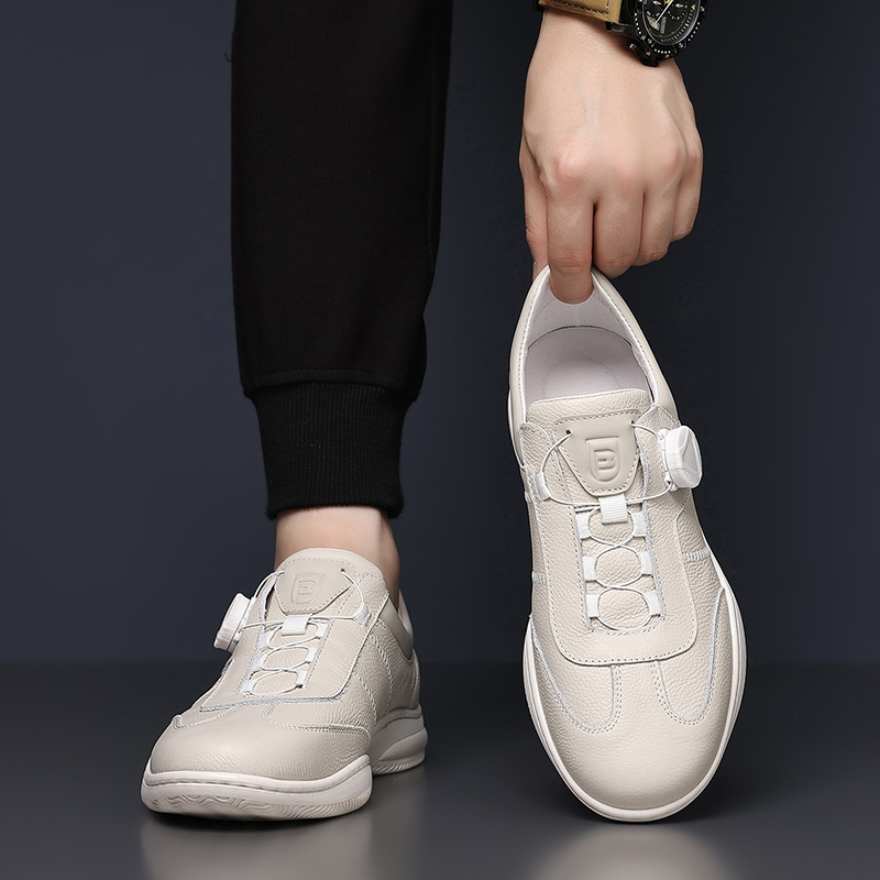 Piel de vaca de primera capa otoño nuevos zapatos casuales para hombres zapatos blancos transpirables de cuero para hombres zapatos de cuero de todo fósforo zapatos de hombre zapatos