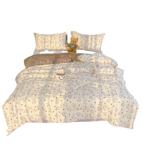 2024 New Model A-Type Double-layer Soybean Fabric Printed Spring and Autumn Four-Season Blanket with Thick Warm Winter Blanket Core Wholesale