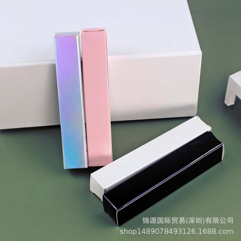 Spot Lip Gloss Tube Laser Packaging Carton Black White Cosmetics Lip Glaze Lip Oil Empty Box 21*121mm Paper
