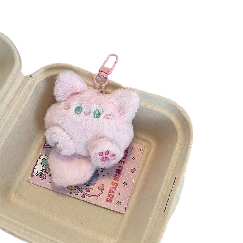 Cariño gatito peluche colgante bolso muñeca de dibujos animados llaveros chica corazón curar colgante muñeca