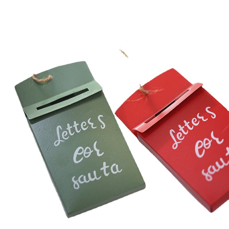 Nuevos productos transfronterizos pequeños buzones correos antiguos retro buzones colgantes de árbol de Navidad decoración de Navidad props