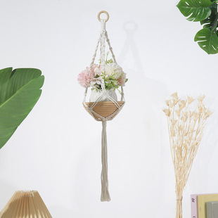 Factory direct woven round wrought iron coconut flower pot hanging basket coconut flower basket hanging basket hanging flower pot cross border